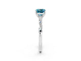 White gold Cushion Cut Blue Topaz Solitaire with Side Baguettes and Channel Set Band_2