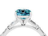 White gold Cushion Cut Blue Topaz Solitaire with Side Baguettes and Channel Set Band_4