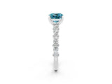 White gold Cushion Cut Blue Topaz Solitaire with Side Stones, Pave Band, Four-Prong Setting_38