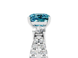 White gold Cushion Cut Blue Topaz Three-Stone Ring with Pavé Split Shank and Four-Prong Setting_17