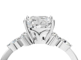 White gold Cushion Cut Brilliant Diamond Solitaire Ring with Pear Side Stones and Four-Prong Setting_16