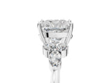 White gold Cushion Cut Brilliant Diamond Solitaire Ring with Pear Side Stones and Four-Prong Setting_17