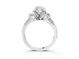 White gold Cushion Cut Brilliant Three-Stone Diamond Ring with Pavé Band and Four-Prong Setting_10