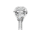 White gold Cushion Cut Brilliant Three-Stone Diamond Ring with Pavé Band and Four-Prong Setting_12