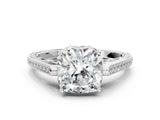 White gold Cushion Cut Cathedral Pave Diamond Engagement Ring with Six-Prong Setting_32