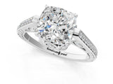 White gold Cushion Cut Cathedral Pave Diamond Engagement Ring with Six-Prong Setting_33