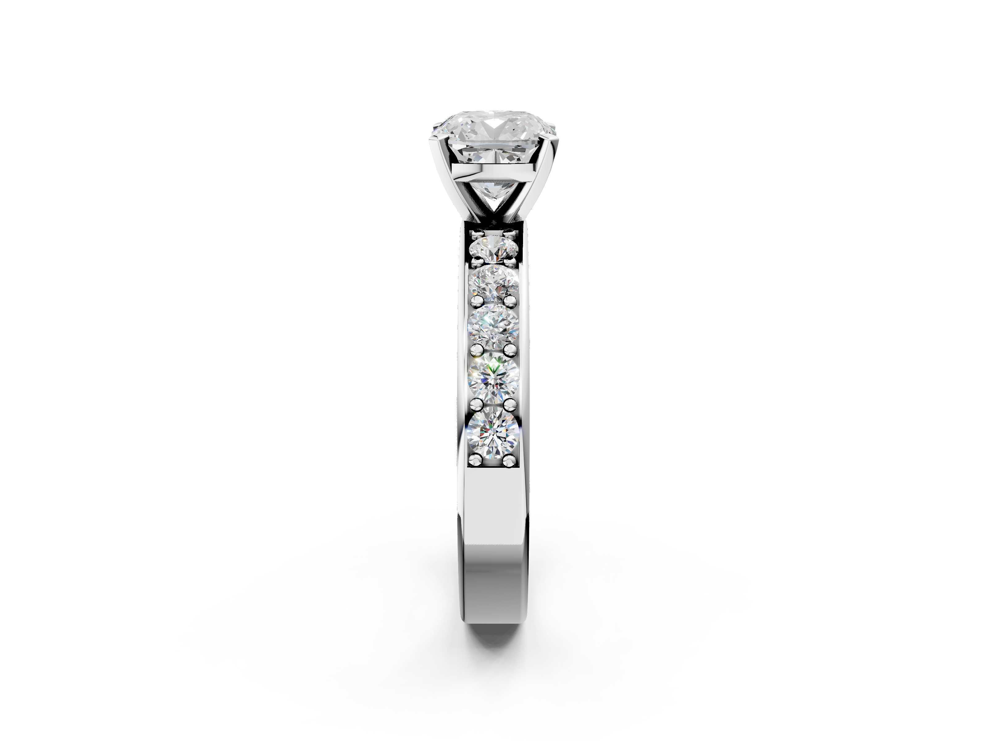 White gold Cushion Cut Channel Set Diamond Engagement Ring with Four-Prong Setting_264
