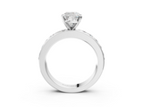 White gold Cushion Cut Channel Set Diamond Engagement Ring with Four-Prong Setting_265