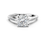 White gold Cushion Cut Channel Set Solitaire Engagement Ring with Four-Prong Setting_244