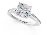 White gold Cushion Cut Channel Set Solitaire Engagement Ring with Four-Prong Setting_256