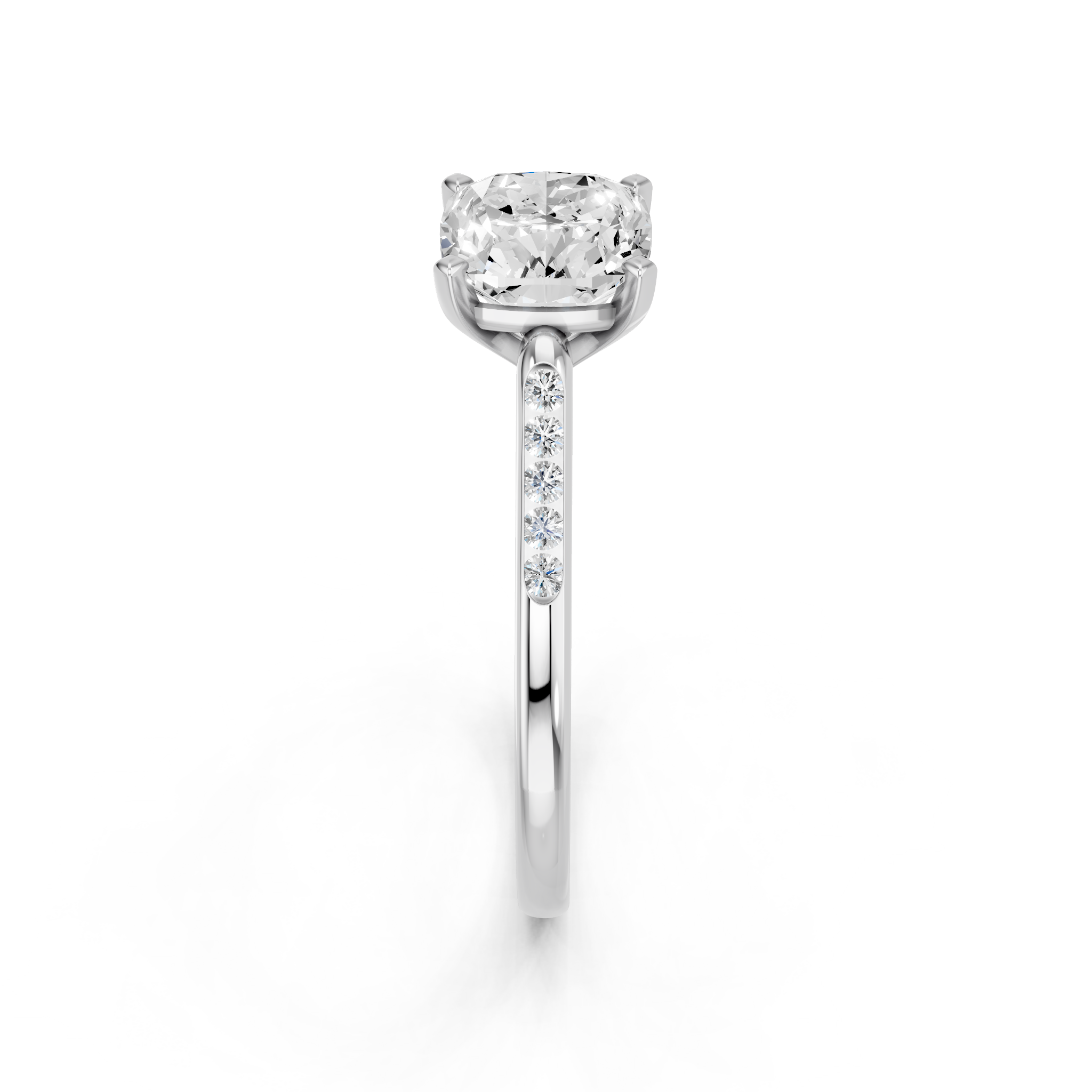 White gold Cushion Cut Channel Set Solitaire Engagement Ring with Four-Prong Setting_89