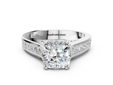 White gold Cushion Cut Channel Set Solitaire Engagement Ring with Prong Setting_58