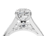 White gold Cushion Cut Channel Set Solitaire Engagement Ring with Prong Setting_59