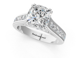 White gold Cushion Cut Channel Set Solitaire Engagement Ring with Prong Setting_59