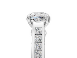 White gold Cushion Cut Channel Set Solitaire Engagement Ring with Prong Setting_63