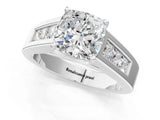 White gold Cushion Cut Channel Set Solitaire Ring with Four-Prong Setting_7