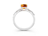 White gold Cushion Cut Citrine Cluster Side Stone Solitaire Ring with Prong Setting_27