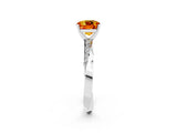 White gold Cushion Cut Citrine Engagement Ring with Side Stone Accents and Four-Prong Setting_26