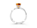 White gold Cushion Cut Citrine Engagement Ring with Side Stone Accents and Four-Prong Setting_27