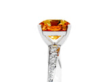 White gold Cushion Cut Citrine Engagement Ring with Side Stone Accents and Four-Prong Setting_29