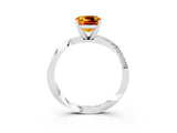 White gold Cushion Cut Citrine Engagement Ring with Side Stone Accents and Four-Prong Setting_30
