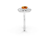 White gold Cushion Cut Citrine Floral Double Halo Engagement Ring with Prong Setting_62