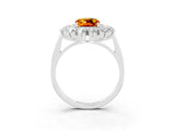 White gold Cushion Cut Citrine Floral Double Halo Engagement Ring with Prong Setting_64