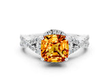 White gold Cushion Cut Citrine  Halo Twist Band Solitaire Prong Setting Ring_24
