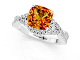 White gold Cushion Cut Citrine  Halo Twist Band Solitaire Prong Setting Ring_25