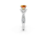 White gold Cushion Cut Citrine  Halo Twist Band Solitaire Prong Setting Ring_26