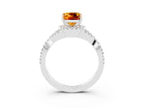 White gold Cushion Cut Citrine  Halo Twist Band Solitaire Prong Setting Ring_27