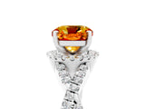 White gold Cushion Cut Citrine  Halo Twist Band Solitaire Prong Setting Ring_29