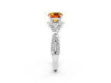 White gold Cushion Cut Citrine  Halo Twist Band Solitaire Prong Setting Ring_56