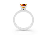 White gold Cushion Cut Citrine Milgrain Pavé Engagement Ring with Four-Prong Setting_15