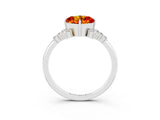 White gold Cushion Cut Citrine Ring with Side Stones and Four-Prong Setting_39