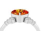 White gold Cushion Cut Citrine Ring with Side Stones and Four-Prong Setting_40