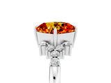 White gold Cushion Cut Citrine Ring with Side Stones and Four-Prong Setting_41