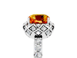 White gold Cushion Cut Citrine Scalloped Halo Engagement Ring with Round Shared Prong Band_29