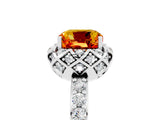 White gold Cushion Cut Citrine Scalloped Halo Engagement Ring with Round Shared Prong Band_41