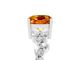 White gold Cushion Cut Citrine Scattered Round Accent Ring with Prong Setting_65