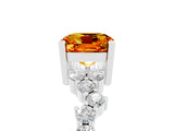 White gold Cushion Cut Citrine Scattered Round Accent Ring with Prong Setting_65