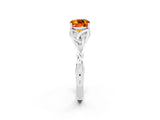White gold Cushion Cut Citrine Solitaire Celtic Knot Ring with Four-Prong Setting_14