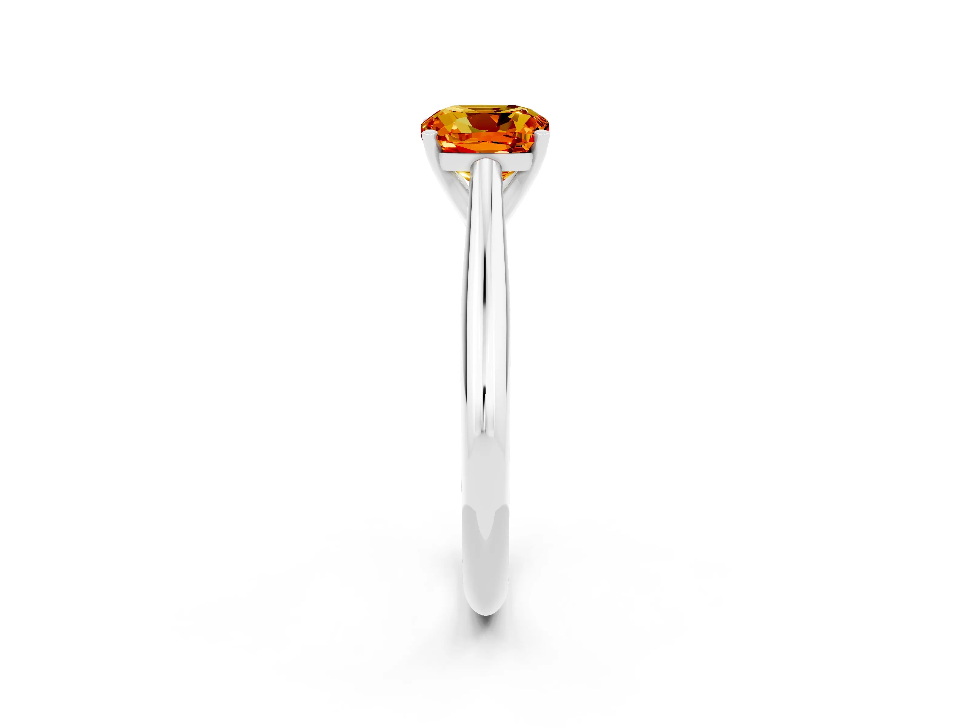 White gold Cushion Cut Citrine Solitaire Engagement Ring with Cathedral Setting and Four-Prong Mount_14