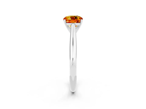 White gold Cushion Cut Citrine Solitaire Engagement Ring with Cathedral Setting and Four-Prong Mount_14