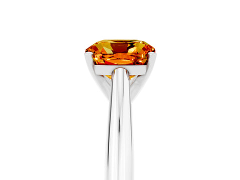 White gold Cushion Cut Citrine Solitaire Engagement Ring with Cathedral Setting and Four-Prong Mount_17