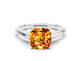 White gold Cushion Cut Citrine Solitaire Engagement Ring with Cathedral Setting and Four-Prong Mount_30