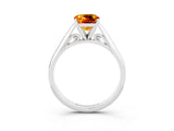 White gold Cushion Cut Citrine Solitaire Engagement Ring with Cathedral Setting and Four-Prong Mount_33