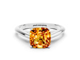 White gold Cushion Cut Citrine Solitaire Engagement Ring with Cathedral Setting and Four-Prong Mount_36
