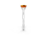 White gold Cushion Cut Citrine Solitaire Engagement Ring with Cathedral Setting and Four-Prong Mount_38