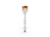 White gold Cushion Cut Citrine Solitaire Engagement Ring with Celtic Knot Band and Four-Prong Setting_2